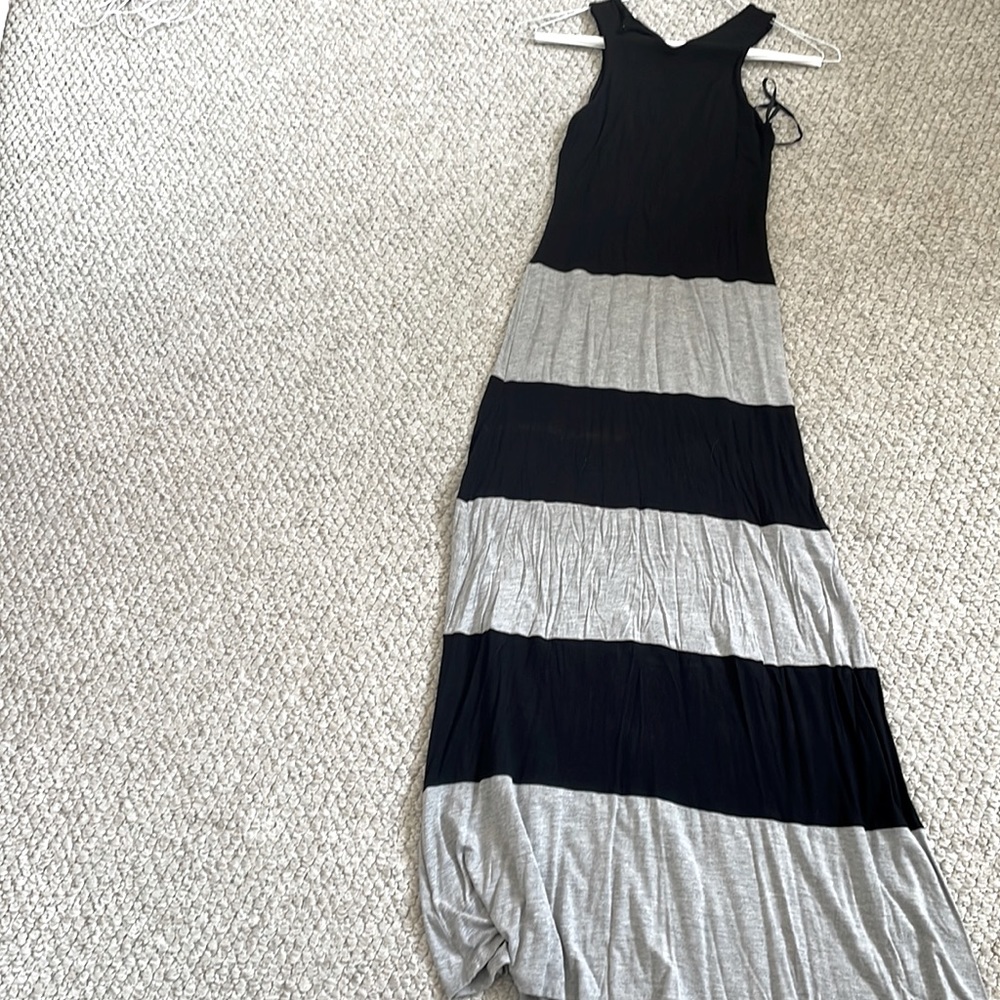Black & grey Maxi dress. Material is very soft and comfortable.